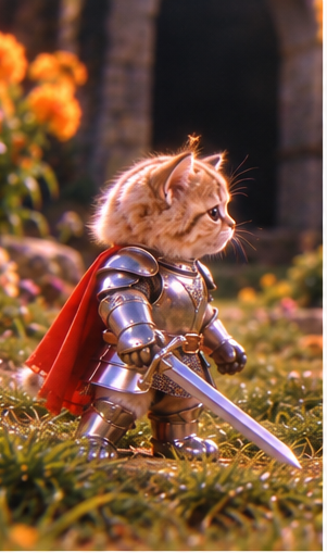 Cat knight on patrol